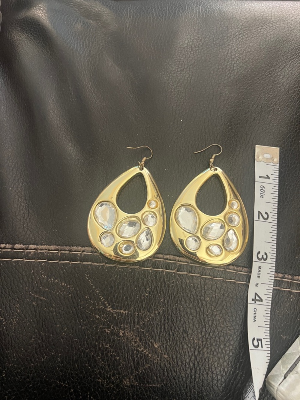 Gold Teardrop Crystal Statement Earrings - Women Jewelry Very Light